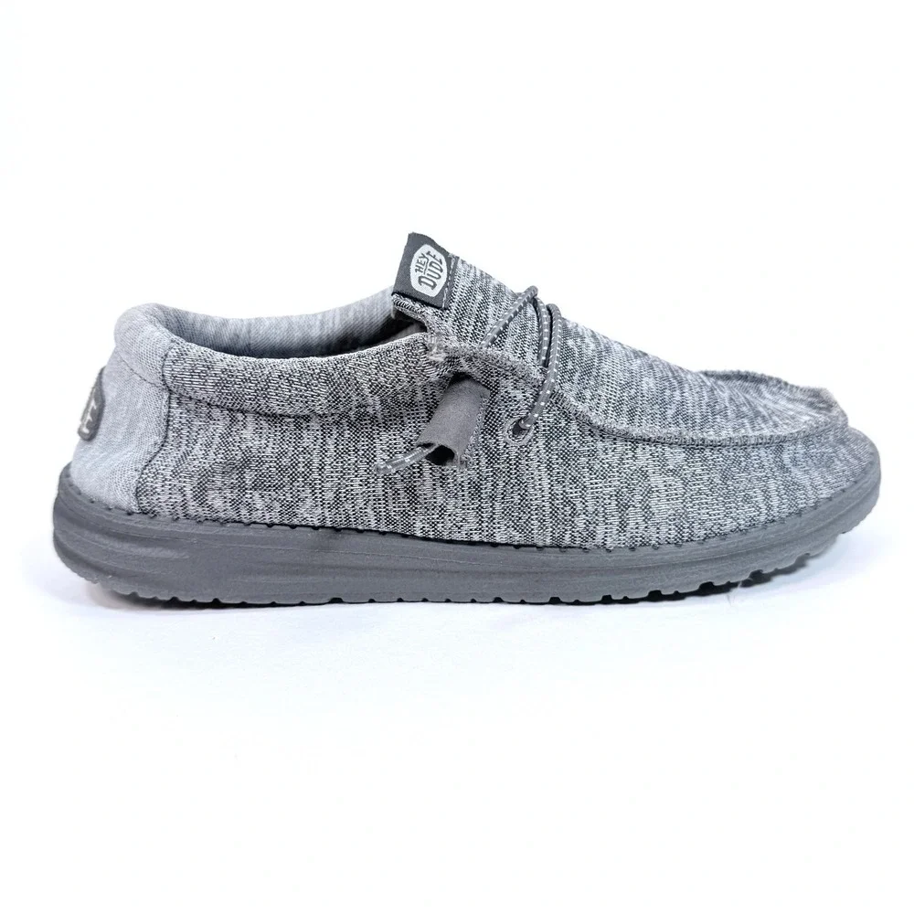 Hey Dude Wally Sport Knit Mens 7 Charcoal Gray Slip On Loafers 40536-025